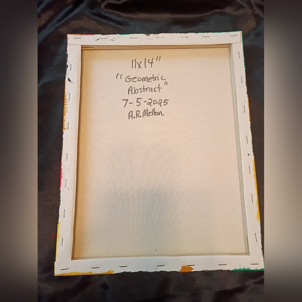 Original Hand Painted Geometric Abstract Canvas | Mid-Century Modern Boho Wall A - Picture 2 of 2